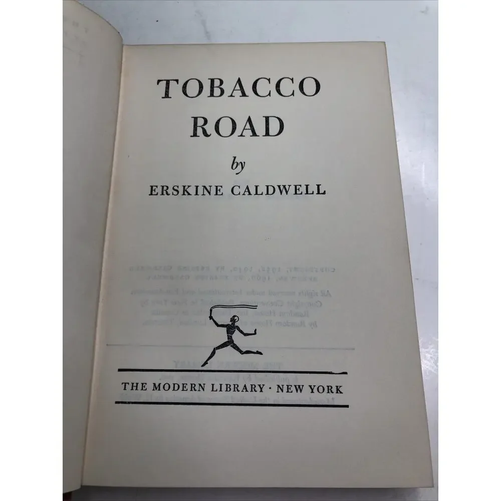 Tobacco Road by Erskine Caldwell HC 1960 The Modern Library New York